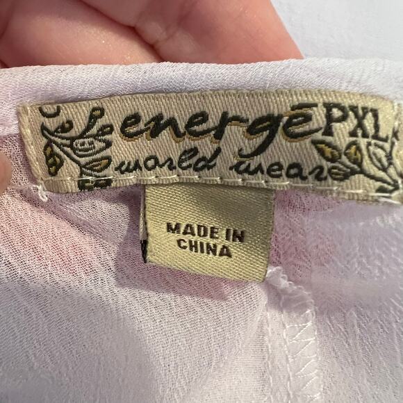 Energe Embroidered Poncho Lightweight Floral Flowy White Fairycore Boho PXL - Picture 8 of 9